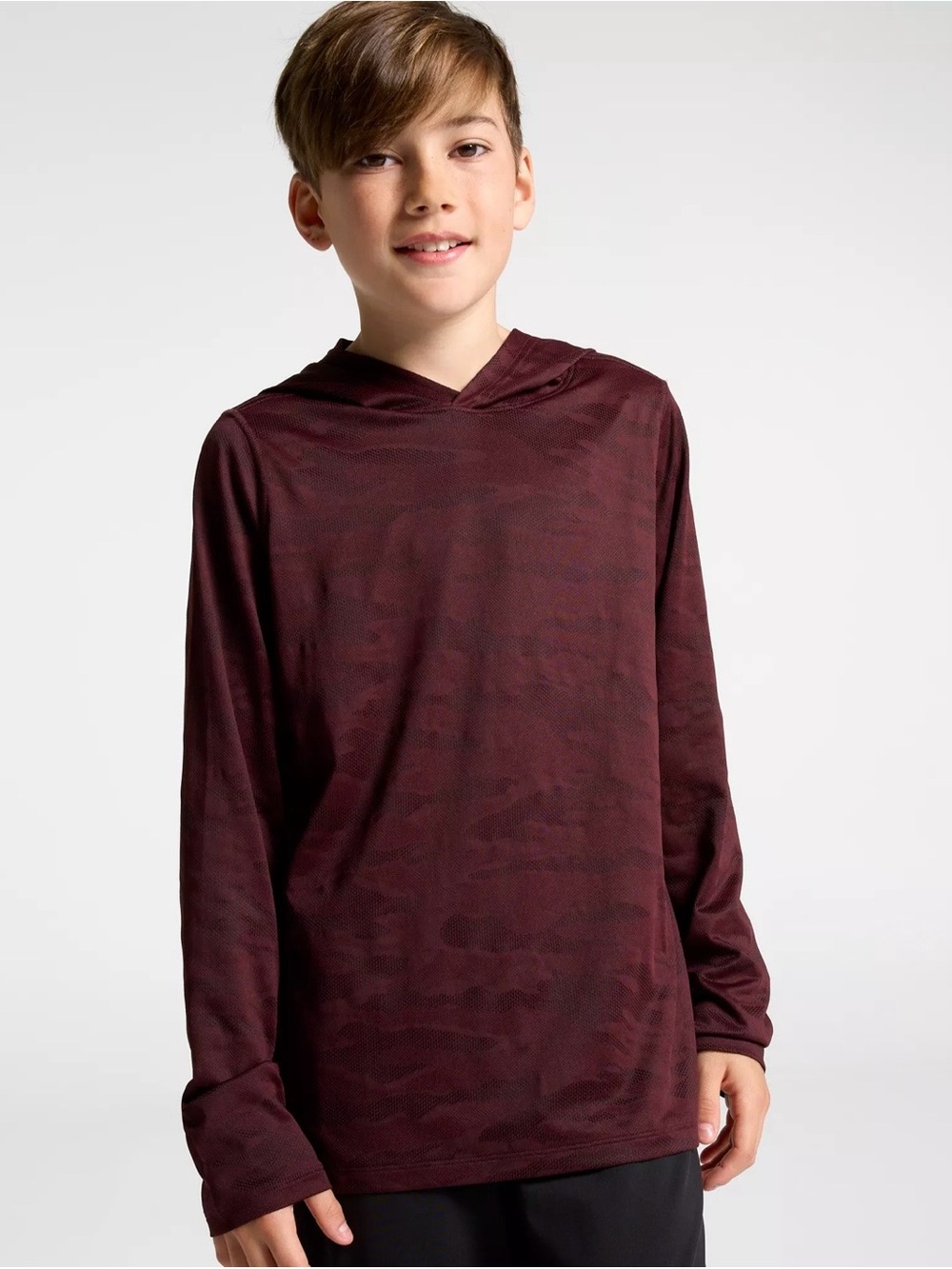 DSG Boys Maroon Hooded Long-Sleeve Top